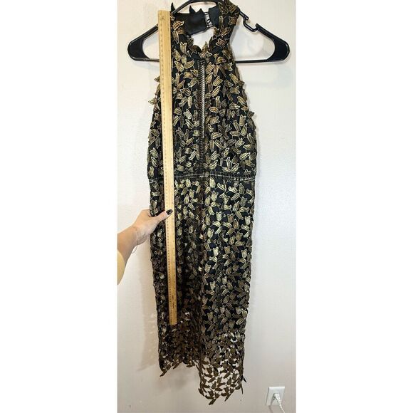 NWT Bardot Gold Leaf Halter Lace Sheath Night Out Holiday Cocktail Dress Women 6 - Picture 9 of 14